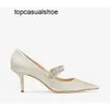 JC Jimmynessity Choo Luxury Bing Pump Robe Shoes High Heels Femmes Crystal Pearl STRAP FOMMENS POSTS POINT TOE SEXY SEXY LADY Shoe Walking EU35-43