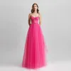 Casual klänningar Vackra fuchsia asymmetriska tyll långa maxi klänningar med delikat kristall ganska rosa tutu brud kvinnlig festklänning