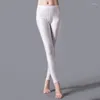 Kobiety trening legginsy błyszczące spodnie kobiety solidny kolor fitness Wysoka elastyczna elastyczność spandeks