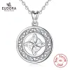 المعلقات Eudora 100 ٪ 925 Sterling Silver Celtic Knot Pendant Fine Round Knot Necklace Gwey Luck Jewelry for Lady Girl New Year Gift D122