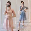 Dresses Maternity Dresses Summer Clothes for Pregnant Women Print Lace Vneck Kneelength Aline Pregnancy Vestidos 2022 New Sukienka