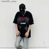 Erkek Tişörtler Amerikan Kişiselleştirilmiş Retro Gotik Baskı Tişört Moda Y2K Street Basit Gevşek Hip Hop Erkekler ve Erkekler Kısa Kollu Üst Q240220