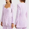 Light Purple Women Wedding Tuxedos Crystal Beading Custom Made Slim Fit Mother Of Bride Blazer Jacket Guest Wear 2 Pieces