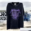 T-shirts pour hommes Metallca Washed Vintage Manches courtes Metalica T-shirt Hommes Femmes Chemises Rétro Heavy Metal Rock Band Unisexe Ees Man 217 Dhq15