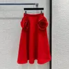 Jupes 2024 Mode 3D Fleur Décoration A-ligne Longue Femmes Taille Haute Fermeture À Glissière Grand Fond Tout Assorti Jupe Douce