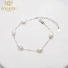 Brangles ashiqi authentique 925 argent sterling natural baroque perle bracelet mode 67 mm bijoux de perles d'eau douce pour femmes