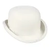 Boinas Gemvie 100% Lana Fieltro Blanco Bowler Hat para hombres / mujeres Satén Forrado Moda Fiesta Formal Fedora Traje Mago Cap