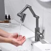 Bathroom Sink Faucets Folding Digital Display LED Basin Faucet Mixer 360 Rotation Multi-function Stream Sprayer Hot Cold Water Sink Tap For Bathroom