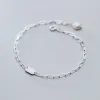 Bangles Modian 3 Color 925 Sterling Silver Simple Bracelet for Women Fashion Geometric Oval Pearl Bracelet Korea Style Fine Jewelry Gift