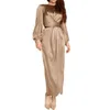 Ethnic Clothing Women's Plus Size Middle Eastern Dress Muslim Robe Temperament Long Sleeve Waisted Solid Colour Evening Party Dresses