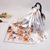 Halsdukar 2024 Wintersweet Floral Women Silk Scarf Large Square Female Bandana Fashion Handkule Ladies Hijab Kerchief