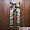 Män jeans hela män rippade dog holework smal fit tvättade raka denim byxor p30929424889 droppleverans kläder kläder dhs8v