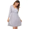 Dresses Nursing Dresses Breastfeeding Maternity Clothes 3/4 Sleeve Pregnancy Dress Ruffle Maternity Gown for Hospital