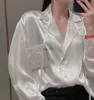 新しいスタイルのシャツ黒い白い女性シルクブラウスメンズデザイナーTシャツと文字刺繍春秋長袖ティーカジュアルトップファッション