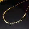 Kedjor verkliga 18k guld justerbar hänghalsband ren au750 glänsande rund tallrik fin smycken gåva för kvinnor