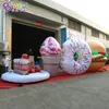 5mh (16.5ft) Blower ile toptan yeni tasarım etkinliği reklam şişirilebilir kek modelleri hamburger donut balonlar simülasyon açık dekoratio için gıda modelleri