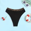 Women's Swimwear 2024 Leopard Print Bikini Bottoms Sexy High Waist Pants Fashion Plain Fabric Nylon Material Summer Monokini