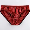 Sous-vêtements de haute qualité culottes en soie hommes couleur unie sous-vêtements sans couture respirant satin slips sexy taille moyenne lingerie drop livrer otjf5