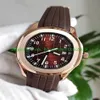 Luxury New Aquanaut 5167R-001 5167R Brown Dial Asian 2813 Automatisk herrklocka Rose Gold Case Brun Rummi Rem Gents Sport Watch303U