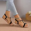 Sandalen 2024 Sommerschuhe für Frauen Gummiband Damen Bling Süße Damen flach mit lässig