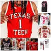 Texas Tech Basketball Jersey CJ Williams Jaylon Tyson Kerwin Walton Malik Ondigo K. J. Allen Davide Moretti Texas Tech Red Jerseys cousus sur mesure pour hommes jeunes