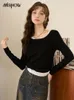 Women's Sweaters MISHOW Contrast Color Knitted Fake Two Bottom Tops For Women Korean Slim Streetwear Waist Side Wrinkles Desgin Top