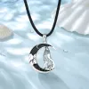 Hängen Eudora 925 Sterling Silver Celtic Wolf Halsband Black Zircon Moon Pendant Animal Series Jewelry Personality Gift for Men Women