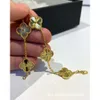 Van Clover Fashion Light Luxury High Grade Handicraft Gold High Edition Fantasy Four Leaf Grass Bracelet Laser Five Flower Bracelet Female