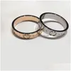 Bandringe Polierte Designer-Accessoires Ring für Damen Herren Klassische Ins Retro Gravierte Buchstaben Glatte Hochzeit Luxus Schmuck Tasche Dhwdk