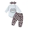Ensembles de vêtements pour bébés filles 3pcs pantalon long manche mignon lettre imprimé kawaii.