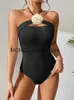 Maillots de bain pour femmes Peachtan Black One Piece Maillot de bain Femme 2023 Luxe Bandeau Corée Style Mariée Beachwear Monokini BodyH2422088