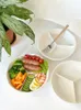 Tallrikar Vit enkel uppdelad platta keramik Tre frukost från Breakfast Cutlery Bowl Hushållen