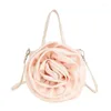 Kvällspåsar E74B Fashion Tote Clutch Bag Wedding 3D Rose Shape Handväska axel med avtagbar rems crossbody