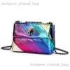 Totes Womens Pu Classic Fashion Contrast Magnetic Shoulder Rainbow Color Patchwork Bag T240220