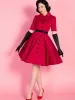 Dresses Vintage Dress Women 2023 Summer Sexy Peter Pan Collar Party Dresses Vestidos Robe Pin Up Rockabilly Wine Red Retro Dress