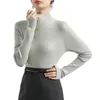 Damskie bluzki jesień kobiety top cienki pół-wysoki kołnierz poliestr długoterminowy Slim Fit Elastic Knit Pullover Casual Lady Sweting