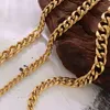 Vind Hip-Hop Överdriven personlighet Titanium Steel Cuban Chain Plated med 18K Real Gold Thick Chain Halsband för män och kvinnors smycken