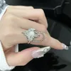 Cluster Rings Gothic Irregular Tassel Moonstone Y2K Lava Chain Star Opal Stone Ring Aesthetics Kpop Pearl Set For Women Jewelry