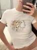 Mulheres camisetas Mulheres Casual Crop Tee Top Manga Curta Tripulação Pescoço Equipado Carta Impressão Spicy Girl Ultra