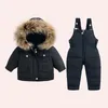 Donsjas Kinderkleding 2 stuks Sets Baby Winter Warme jassen Jongens Dikker Jumpsuit Baby Overalls Meisjeskleding Kinderen Snowsuit