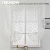 Cortina LEEJOOM Curto Cortina de Cozinha Moderna Janela Tratamento Amarrar Balão Casa Têxtil Painel Transparente Tule Branco Preto Jacquard