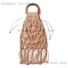 TOTES puste torby rattanowe ręcznie robione drewniane rączka torebki damskie tkaninowe torba stratowa zwykła letnia torebka plażowa sac t240220