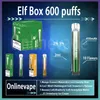 Best-seller ELF BOX 600 Puff E Cigarros 2% 5% 2ml Pod pré-cheio 450mAh Bateria 10 Sabores Descartáveis Vape Pen Puffs 600