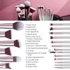 BS-MALL Lot de 18 pinceaux de maquillage synthétiques de qualité supérieure pour fond de teint, poudre, correcteurs, ombres à paupières, blush, pinceaux de maquillage avec étui noir (B-violet)