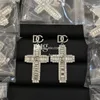 Boucles d'oreilles pendantes en cristal brillant de luxe pour femmes boucles d'oreilles Crucifix Vintage boucles d'oreilles bijoux avec boîte-cadeau