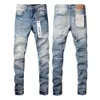 مصمم الجينز الأرجواني للرجال للرجال سروال جينز جينز الأرجواني ثقب الصيف عالي الجودة الزراعة الذاتية والأقدام الصغيرة الأزياء 992