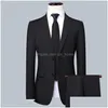 Costumes pour hommes Blazers Hommes Simple Business Mode élégante Entretien d'embauche Gentleman Set Tra Thin 3 pièces 230330 Drop Delivery Apparel Dhnh8