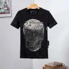 Designer Philip Plein T-shirt Brand Designer Tshirt Spray Letter Kortärmad Summer Mens and Womens Tees T Shirt Rhinestone Skull Men 4364