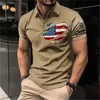 Men's T-Shirts Vintage MenS Polo Shirt 3d Flag Of The United States Printed Men Clothing Loose Oversized Shirt Street Casual Short Sleeve Tops Q240220