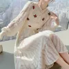 Robes élégantes à manches lanternes, Maxi, Style coréen, Slim, broderie, robe de soirée en laine, pour femme, automne hiver, 2023